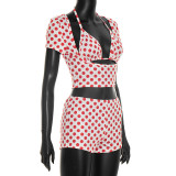 EVE Polka Dots Print Bikinis Three Piece Swimsuit MXBF-J26ST108