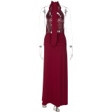 EVE Halterneck Backless Sleeveless Split Maxi Dress LJSF-D6121027X
