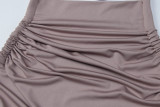 EVE Solid Color Halterneck Ruched Backless Maxi Dress LJSF-D6321249X
