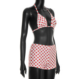 EVE Polka Dots Print Bikinis Three Piece Swimsuit MXBF-J26ST108