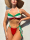 EVE Color Block Tie Up Backless Bikinis 2 Piece Swimsuit CASF-6740