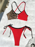 EVE Color Block Backless Tie Up Bikinis 2 Piece Swimsuit CASF-6751
