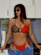 EVE Color Block Backless Tie Up Bikinis 2 Piece Swimsuit CASF-6751