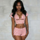 EVE Polka Dots Print Bikinis Three Piece Swimsuit MXBF-J26ST108