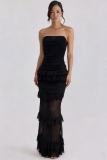 EVE Backless Ruffles Solid Color Sling Maxi Dress GADE-11253
