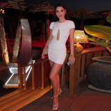 EVE Ruched Hollow Out Mini Dress GZJQ-K25D90718