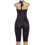 EVE Halterneck Polka Dots Print Romper GZJQ-K6Q04453A