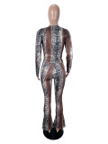 EVE Snake Print Long Sleeve Two Piece Pants Set SHD-9972