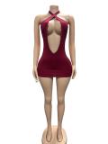 EVE Lace Hollow Out Halterneck Mini Dress GFCF-1448