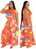 EVE Print Sleeveless Top Loose Two Piece Pants Set FENF-5003