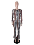 EVE Snake Print Long Sleeve Two Piece Pants Set SHD-9972