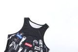 EVE Print Sleeveless Tank Tops Tight Fifth Pants Suit GZJQ-K6S03929A