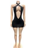 EVE Lace Hollow Out Halterneck Mini Dress GFCF-1448