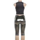 EVE Print Sleeveless Tank Tops Tight Fifth Pants Suit GZJQ-K6S03929A