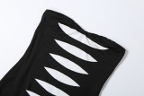 EVE Hollow Out Color Block Tube Top Bodycon Dress GZJQ-K6D03127A