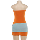 EVE Solid Color Wrap Chest Color Block Mini Dress GZJQ-K6D03495A