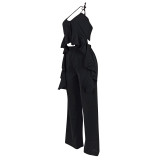 EVE Haltenreck Irregular Top Pants 2 Piece Set FENF-5002