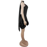 EVE Solid Color Sleeveless Ruched Mini Dress BY-7658