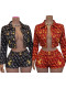 EVE Single Breasted Printed Embroidered Denim Jacket And Shorts Set CH-88030
