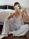 EVE Stripe V Neck Sleeveless Jumpsuit GHYX-Y2601