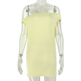 EVE Solid Color Off Shoulder Mini Dress GJYO-JD305129