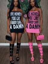 Pre Order: About 7 work days shipping Letter Print Tube Top Dress YUEM-202613