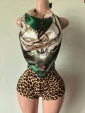 Pre Order: About 7 work days shipping Sexy Wrap Chest Top Shorts Suit YUEM-202612