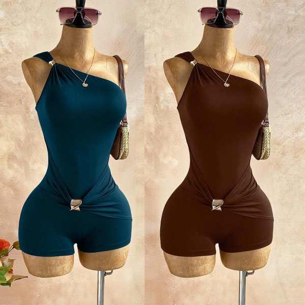 EVE Single Shoulder Ruched Romper GZIY-6376
