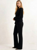 EVE Solid Color Long Sleeve Two Piece Pants Set MIL-L346