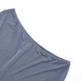 EVE Deep V Neck Backless Tops Two Piece Pants Set MXBF-J26ST018