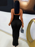 EVE Solid Color Ruched Tube Top Maxi Dress SFY-853