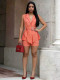 EVE Solid Color Sleeveless Belt Top Shorts Suit MIL-L354