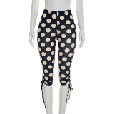 EVE Polka Dots Print Drawstring Seventh Pants MXBF-J26PT106