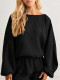 EVE Solid Color Long Sleeve Two Piece Pants Set MIL-L346