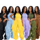 EVE Solid Color Sleeveless Vest Wide Leg Pants 2 Piece Set SFY-838