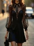 EVE Lace Long Sleeve Mesh Patchwork Mini Dress GWDS-260304