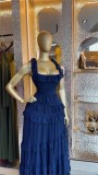 EVE Square Neck Ruffles Sling Maxi Dress GMSF-9645