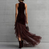 EVE Sleeveless Ruched Irregular Maxi Dress GWDS-260106