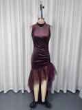 EVE Sleeveless Ruched Irregular Maxi Dress GWDS-260106