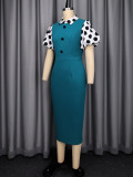 EVE Color Block Polka Dot Print Midi Dress GKEN-ADR060180