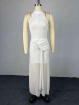 EVE Sleeveless Pleated Slim Maxi Dress GCNE-73599