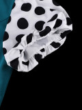 EVE Color Block Polka Dot Print Midi Dress GKEN-ADR060180