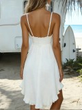 EVE Solid Color Ruffles V Neck Sling Midi Dress GWDS-260221