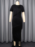 EVE Irregular Tassel Short Sleeve Maxi Dress GKEN-ADR051151
