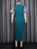 EVE Color Block Polka Dot Print Midi Dress GKEN-ADR060180