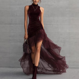 EVE Sleeveless Ruched Irregular Maxi Dress GWDS-260106