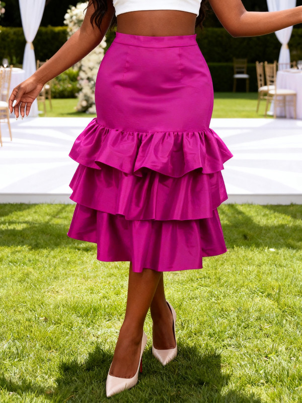 EVE Ruffles Solid Color Cake Skirts GKEN-ASK051046