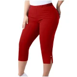 EVE Plus Size Solid Color Split Seventh Pants GYZY-66811