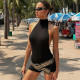 EVE Backless Sleeveless Solid Color Romper(Without Belt) DLSF-K25Q91369A