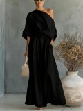 EVE Solid Color Half Sleeve Two Piece Pants Set GWDS-260322